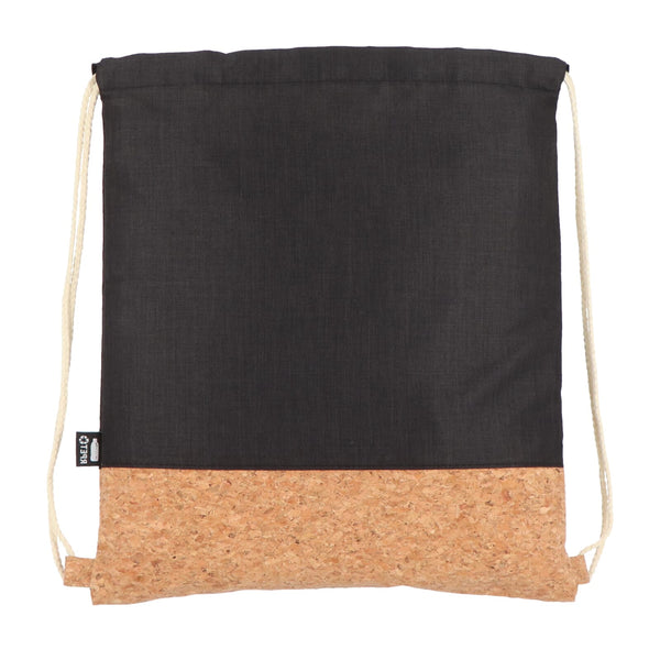 Sacca coulisse R-PET e sughero 35 x 40 cm - personalizzabile con logo
