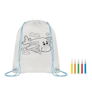 Sacca da colorare in non woven blu - personalizzabile con logo