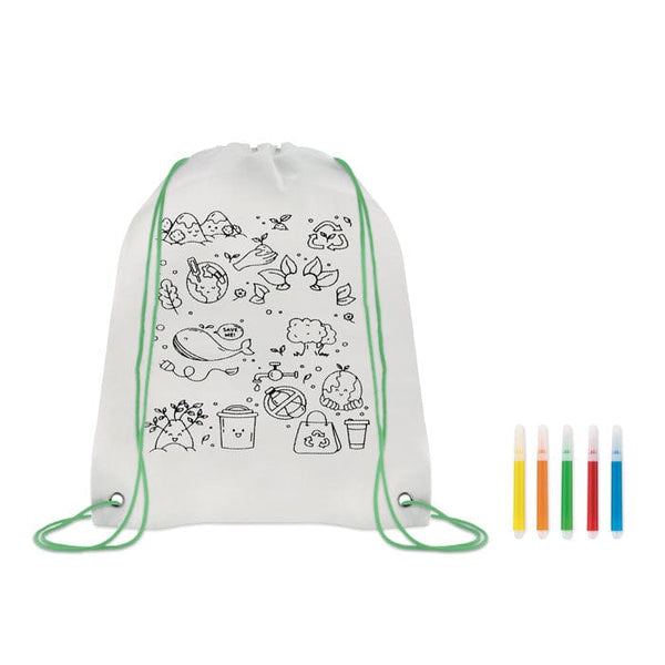 Sacca da colorare in non woven Lime - personalizzabile con logo