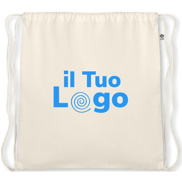 Sacca in cotone organico beige - personalizzabile con logo