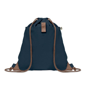 Sacca in cotone riciclato con cordini naturali blu navy - personalizzabile con logo