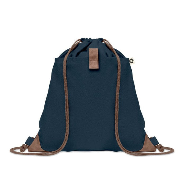Sacca in cotone riciclato con cordini naturali blu navy - personalizzabile con logo