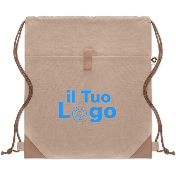 Sacca in cotone riciclato con cordini naturali - personalizzabile con logo