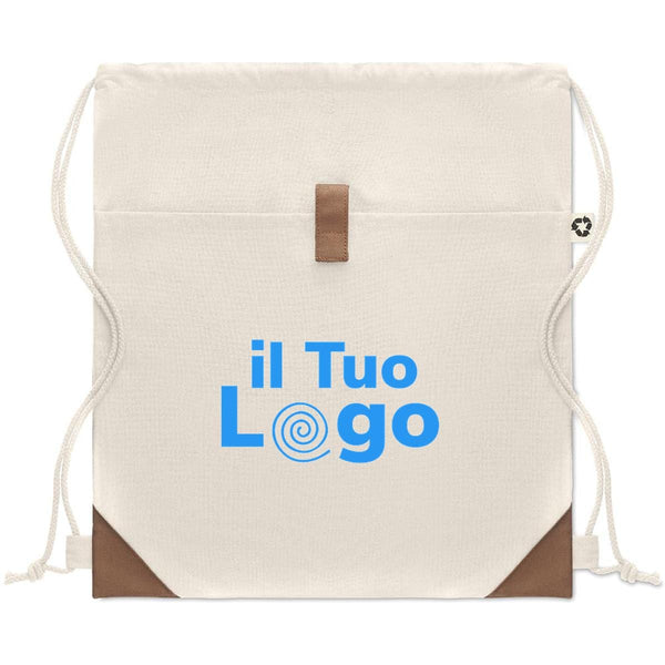 Sacca in cotone riciclato con cordini naturali - personalizzabile con logo