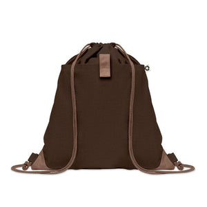 Sacca in cotone riciclato con cordini naturali marrone - personalizzabile con logo