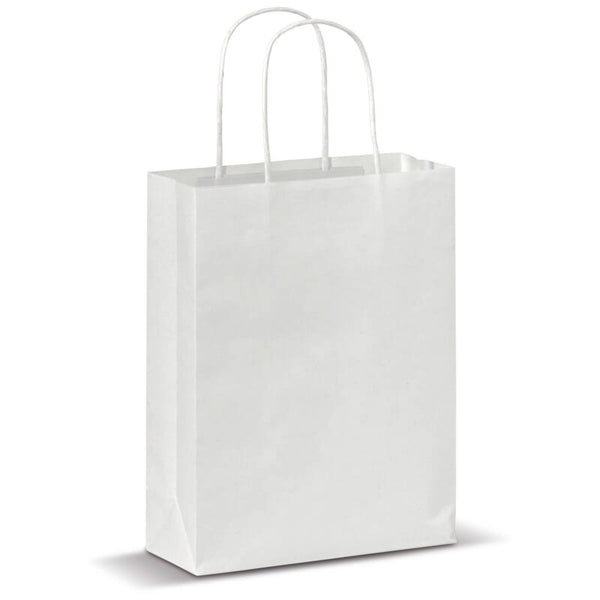 Sacchetto di carta con manici ritorti 90g/m² 18x8x22cm Bianco - personalizzabile con logo