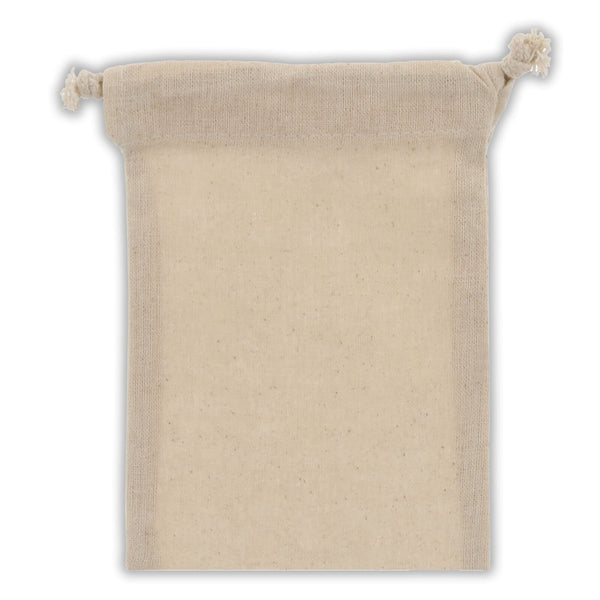 Sacchetto in cotone 10x14cm beige - personalizzabile con logo