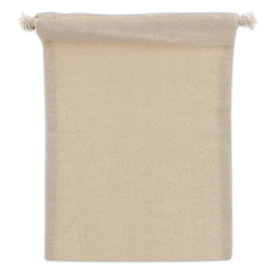 Sacchetto regalo in cotone OEKO-TEX® 140g/m² 15x20cm beige - personalizzabile con logo