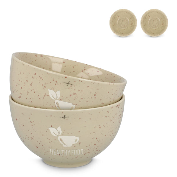Sagaform Ditte Set di ciotole in ceramica 12 cm Beige - personalizzabile con logo