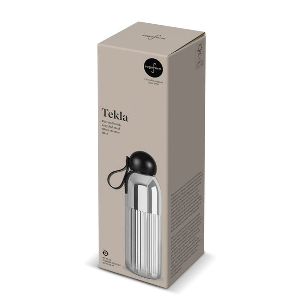 Sagaform Tekla bottiglia in acciaio cromato (riciclato) 500 ml Cromo - personalizzabile con logo