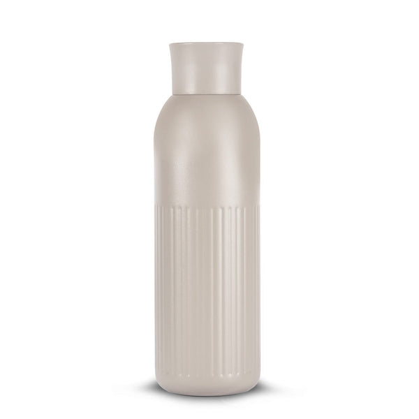 Sagaform Tekla Push bottiglia in acciaio con tappo a pressione (riciclato) 500 ml Beige - personalizzabile con logo