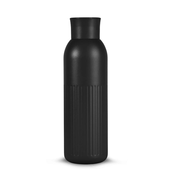 Sagaform Tekla Push bottiglia in acciaio con tappo a pressione (riciclato) 500 ml Nero - personalizzabile con logo