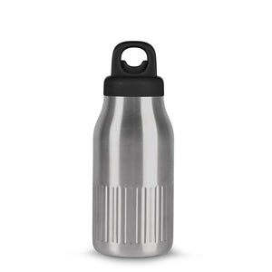 Sagaform Truls bottiglia in acciaio con pratico tappo a scatto (riciclato) 500 ml color argento - personalizzabile con logo