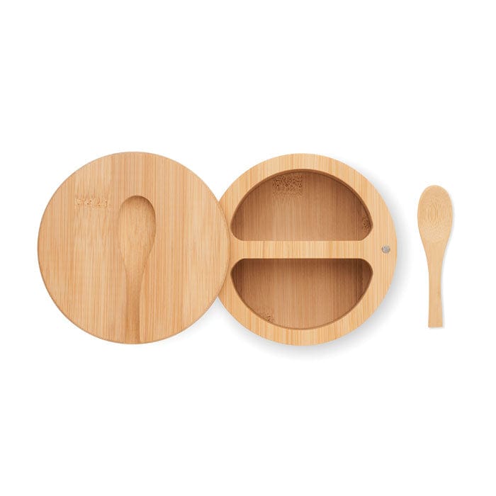 Sale e pepe in bambù beige - personalizzabile con logo