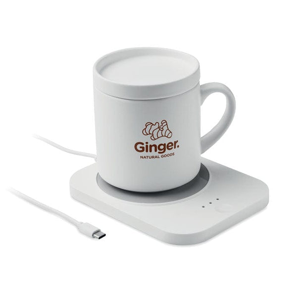 Scalda tazza e caricatore Bianco - personalizzabile con logo