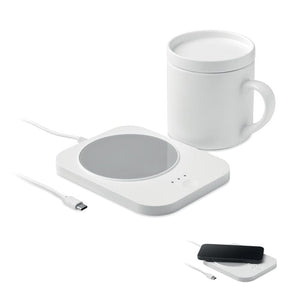 Scalda tazza e caricatore Bianco - personalizzabile con logo