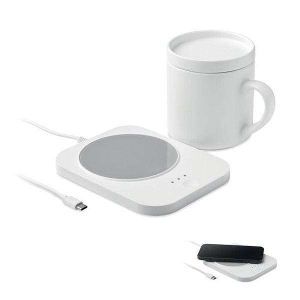 Scalda tazza e caricatore Bianco - personalizzabile con logo