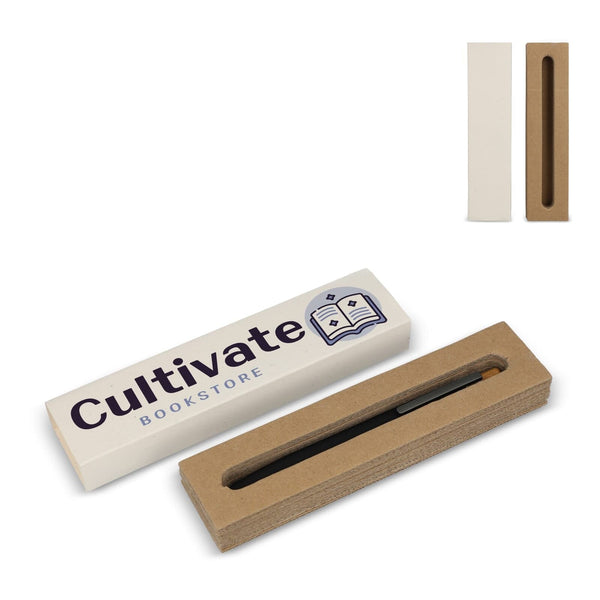 Scatola per penne riciclata dal cartone del latte 1 penna Beige - personalizzabile con logo