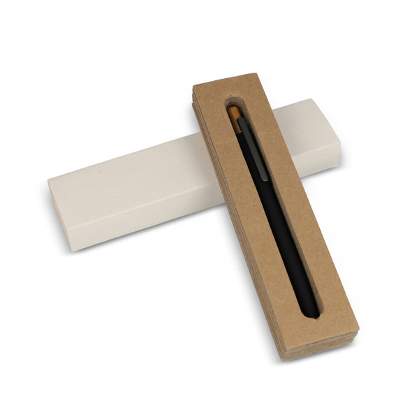 Scatola per penne riciclata dal cartone del latte 1 penna Beige - personalizzabile con logo