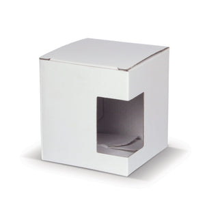 Scatola per tazza con finestra Bianco - personalizzabile con logo