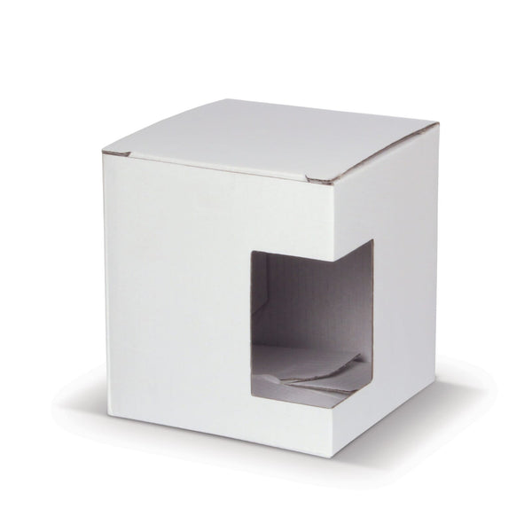 Scatola per tazza con finestra Bianco - personalizzabile con logo