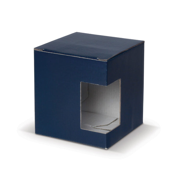 Scatola per tazza con finestra Blu - personalizzabile con logo