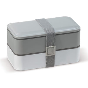 Scatola porta-pranzo Bento con posate 1250ml Grigio / bianco - personalizzabile con logo