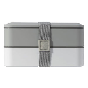 Scatola porta-pranzo Bento con posate 1250ml Grigio / bianco - personalizzabile con logo