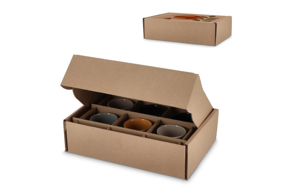 Scatola regalo su misura per 6 tazze 34.7 x 24.3 x 9.9 cm Marrone - personalizzabile con logo