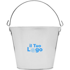 Secchiello da birra in metallo 4L color argento - personalizzabile con logo