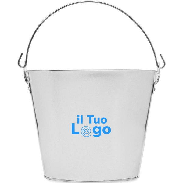 Secchiello da birra in metallo 4L color argento - personalizzabile con logo
