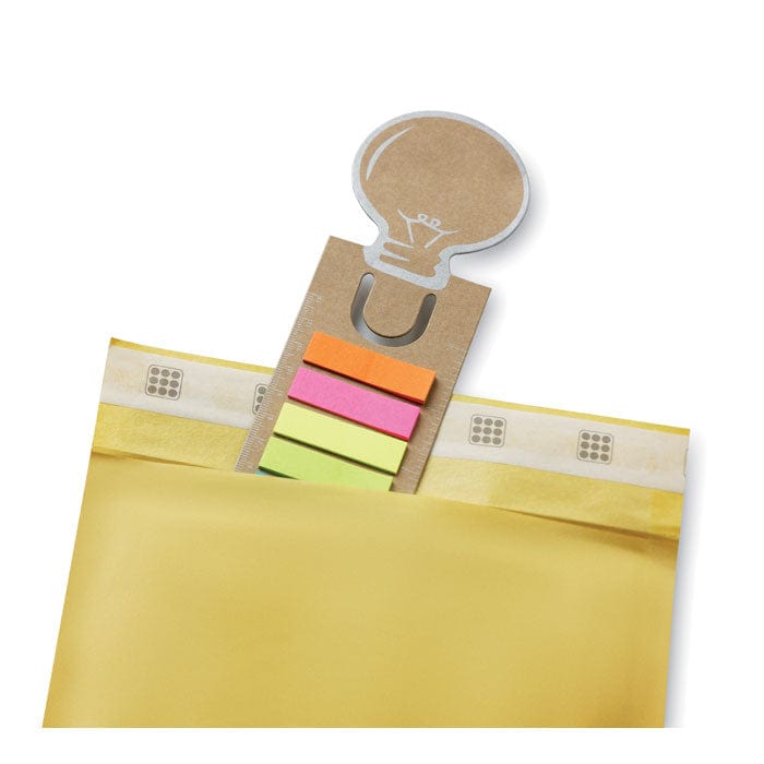 Segnalibro con riga e adesivi beige - personalizzabile con logo