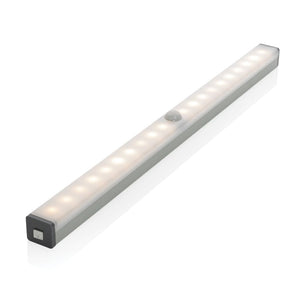 Sensore di movimento con luce LED ricaricabile USB large color argento - personalizzabile con logo