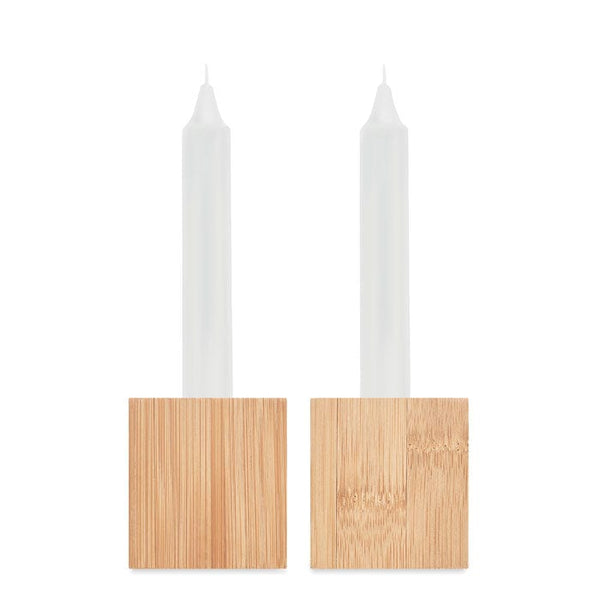 Set 2 candele beige - personalizzabile con logo