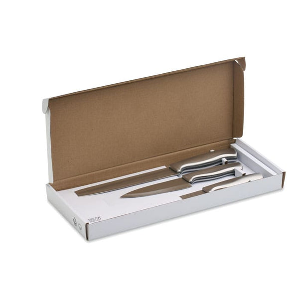 Set 3 coltelli in acciaio inox Color argento - personalizzabile con logo