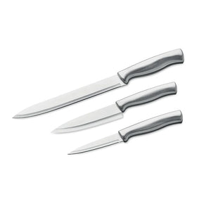 Set 3 coltelli in acciaio inox Color argento - personalizzabile con logo