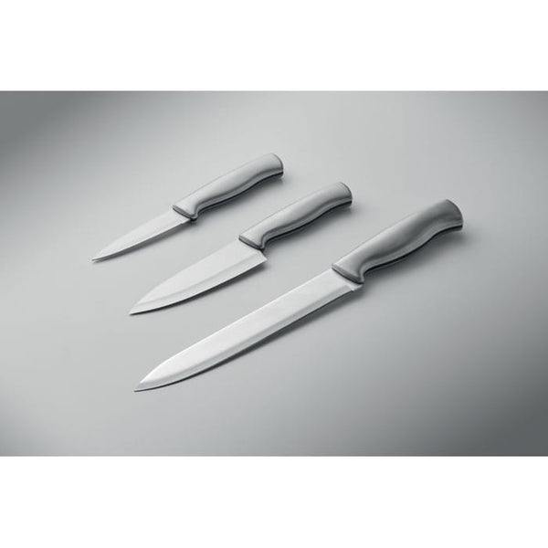 Set 3 coltelli in acciaio inox Color argento - personalizzabile con logo