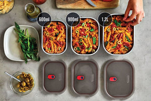 Set 3 pezzi Mealprep Black+Blum grigio - personalizzabile con logo
