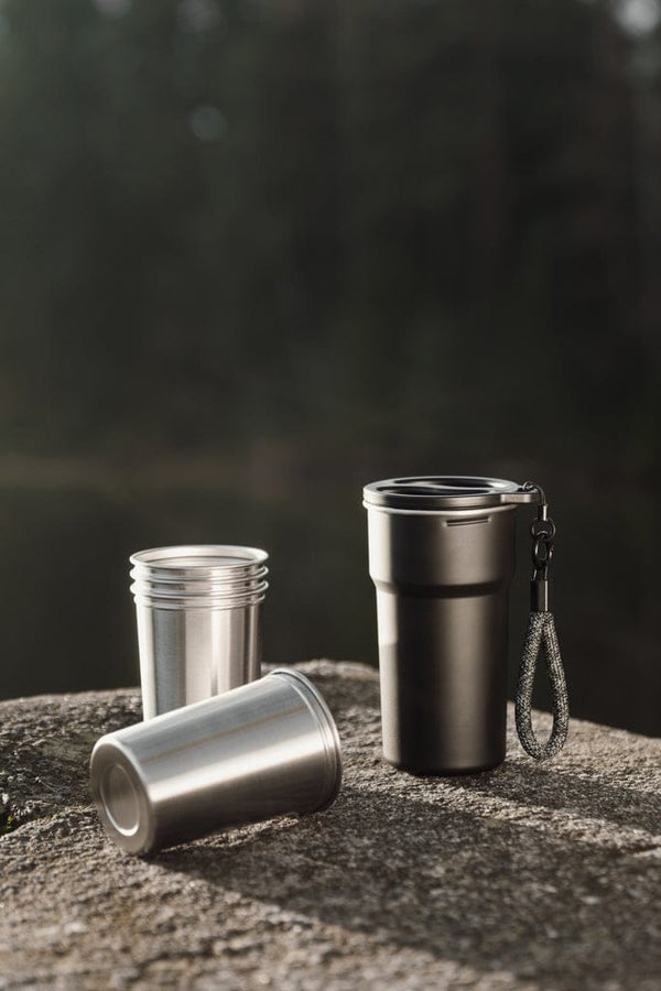 Set 4 bicchieri in rAcciaio VINGA Parks RCS 250ml nero - personalizzabile con logo