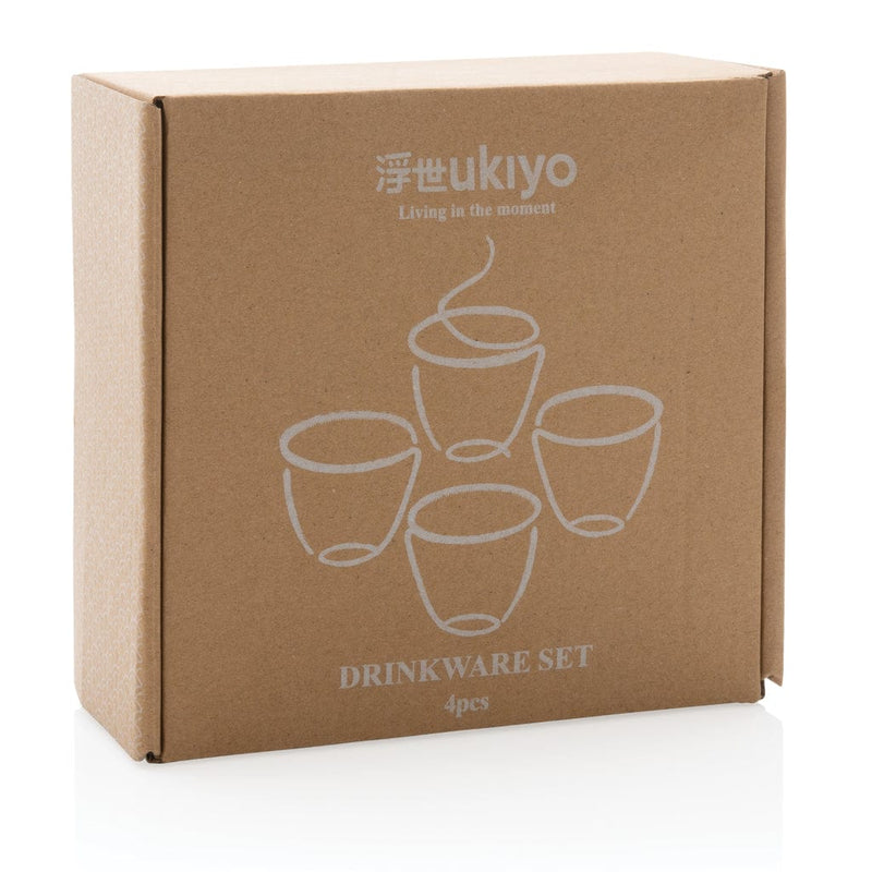 Set 4 bicchieri Ukiyo bianco - personalizzabile con logo