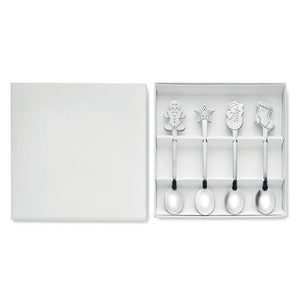 Set: 4 cucchiai da tè natalizi Color  Color argento - personalizzabile con logo