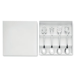Set: 4 cucchiai da tè natalizi Color  Color argento - personalizzabile con logo