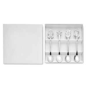 Set: 4 cucchiai da tè natalizi Color  Color argento - personalizzabile con logo