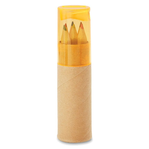 Set 6 matite colorate con temperino arancione - personalizzabile con logo