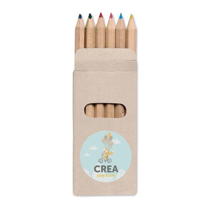 Set 6 matite colorate in scatola di cartone - personalizzabile con logo