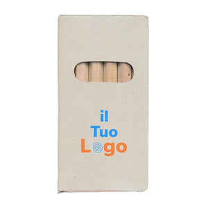 Set 6 matite colorate in scatola di cartone arcobaleno - personalizzabile con logo