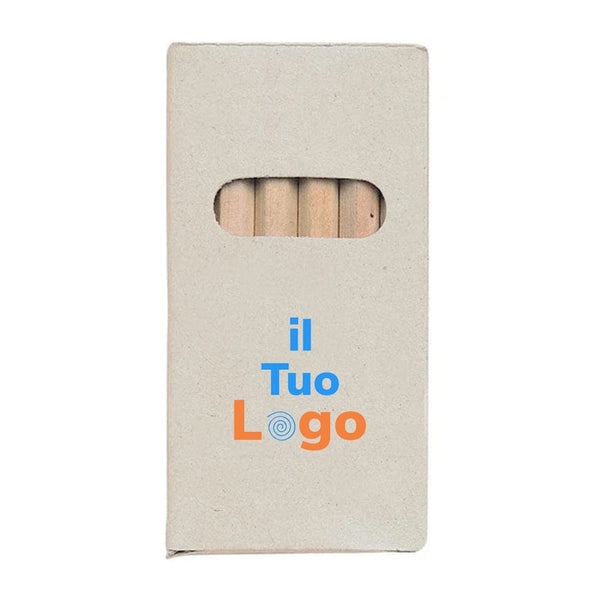 Set 6 matite colorate in scatola di cartone arcobaleno - personalizzabile con logo