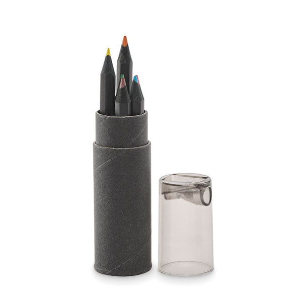 Set 6 matite colorate nere Nero - personalizzabile con logo