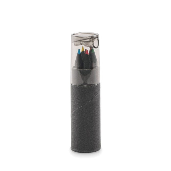 Set 6 matite colorate nere Nero - personalizzabile con logo