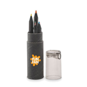 Set 6 matite colorate nere Nero - personalizzabile con logo